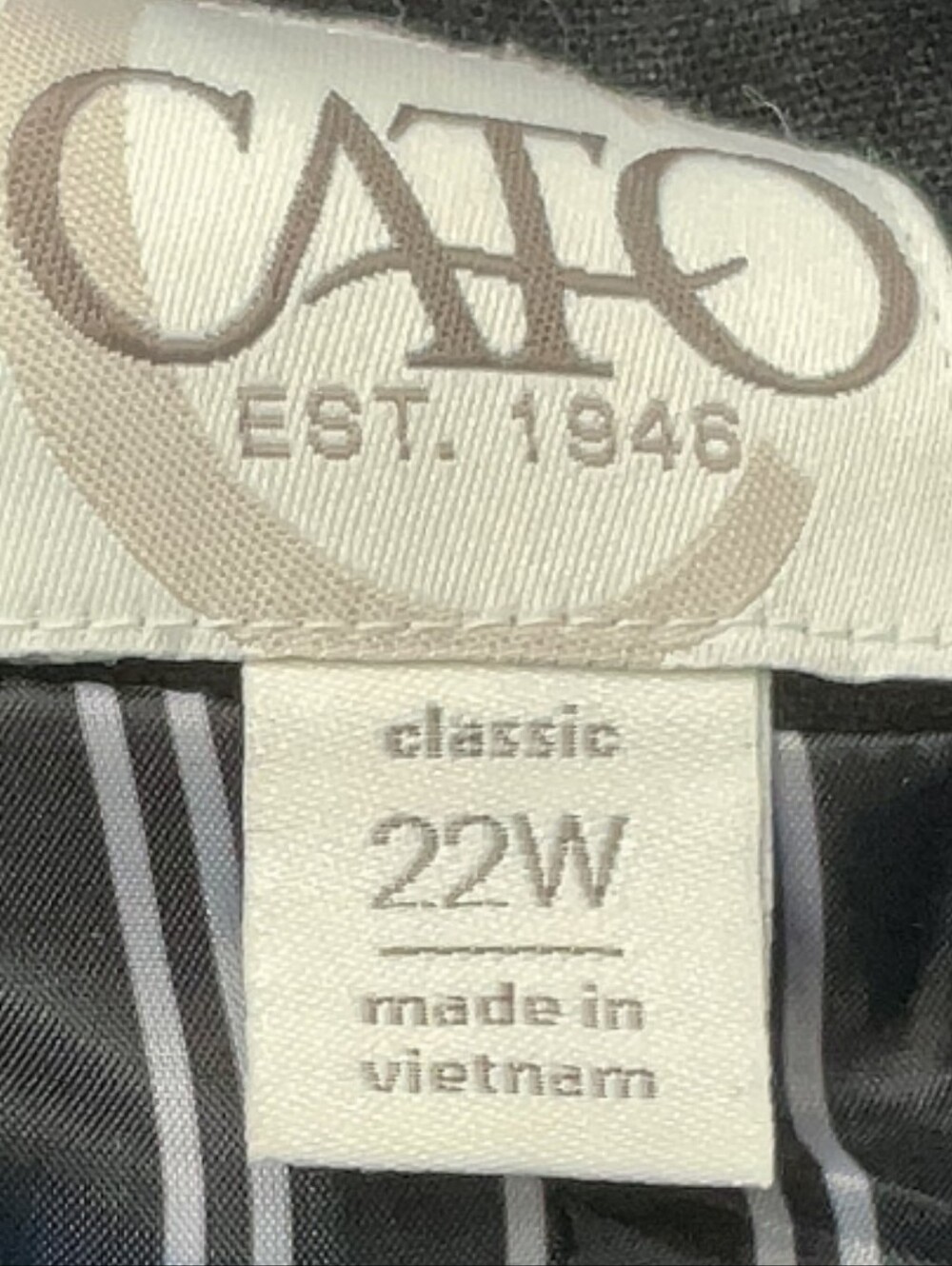 Cato Classic Black Linen Blend Blazer Striped Contrast Lining Plus Size 22W EUC - Picture 4 of 5